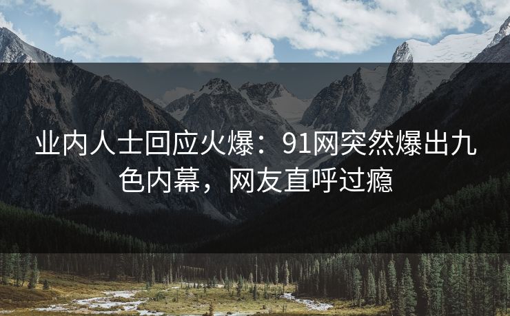业内人士回应火爆：91网突然爆出九色内幕，网友直呼过瘾