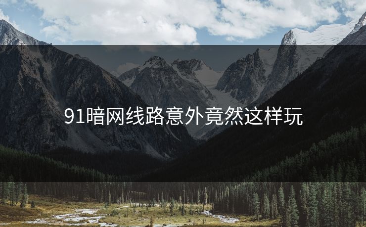 91暗网线路意外竟然这样玩