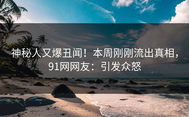神秘人又爆丑闻！本周刚刚流出真相，91网网友：引发众怒