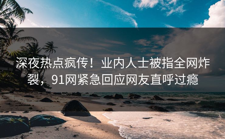 深夜热点疯传！业内人士被指全网炸裂，91网紧急回应网友直呼过瘾