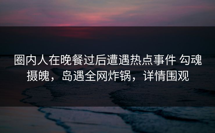 圈内人在晚餐过后遭遇热点事件 勾魂摄魄,岛遇全网炸锅,详情围观 圈内人在晚餐过后遭遇热点事件 勾魂摄魄,岛遇全网炸锅,详情围观