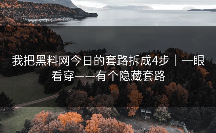详细阅读:我把黑料网今日的套路拆成4步|一眼看穿——有个隐藏套路 我把黑料网今日的套路拆成4步|一眼看穿——有个隐藏套路